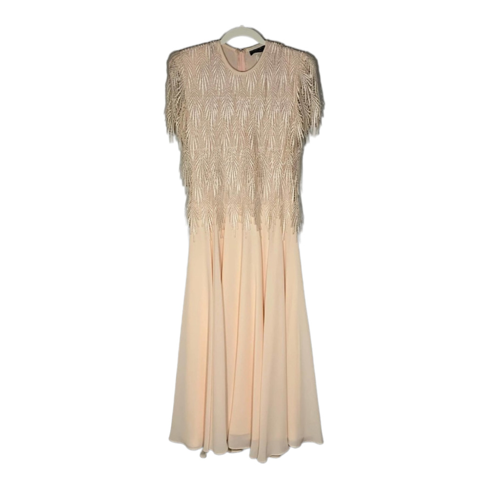 Vintage Night Way Collections Formal Gown Pale Pink Peach Sz 6 Lace Bodice